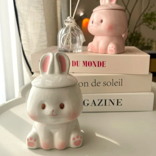 Cute INS Style Ceramic Mug Creative Kawaii Rabbit Coffee Cup Couples Cup Breakfast Milk Tea Mug Valentine's Day Gift